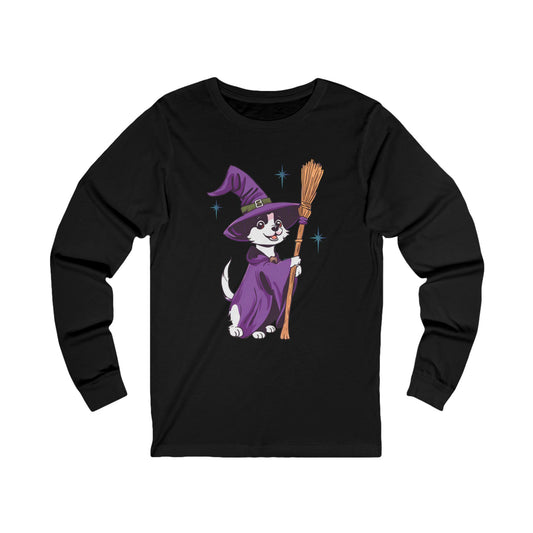 Halloween witch dog Long Sleeve Tee