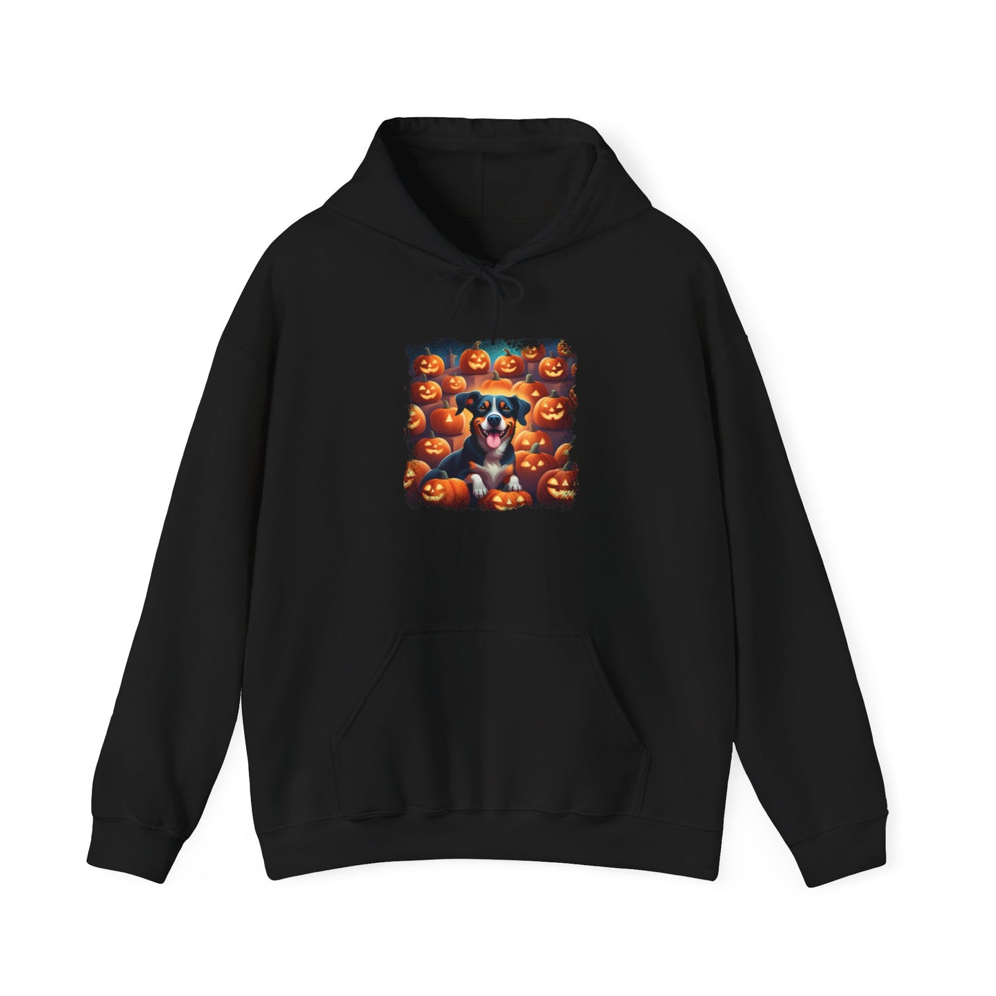 Halloween pumpkin patch dog Hooded Sweatshirt