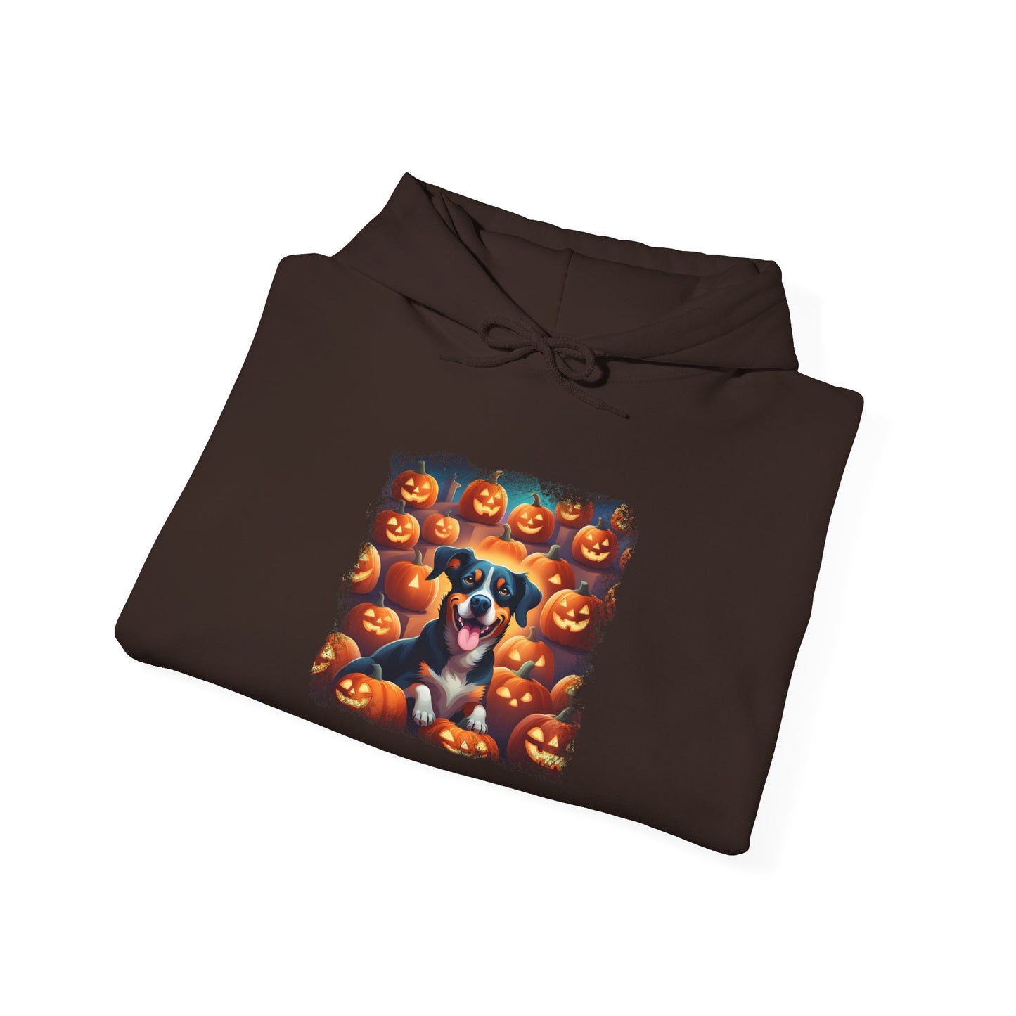 Halloween pumpkin patch dog Hooded Sweatshirt