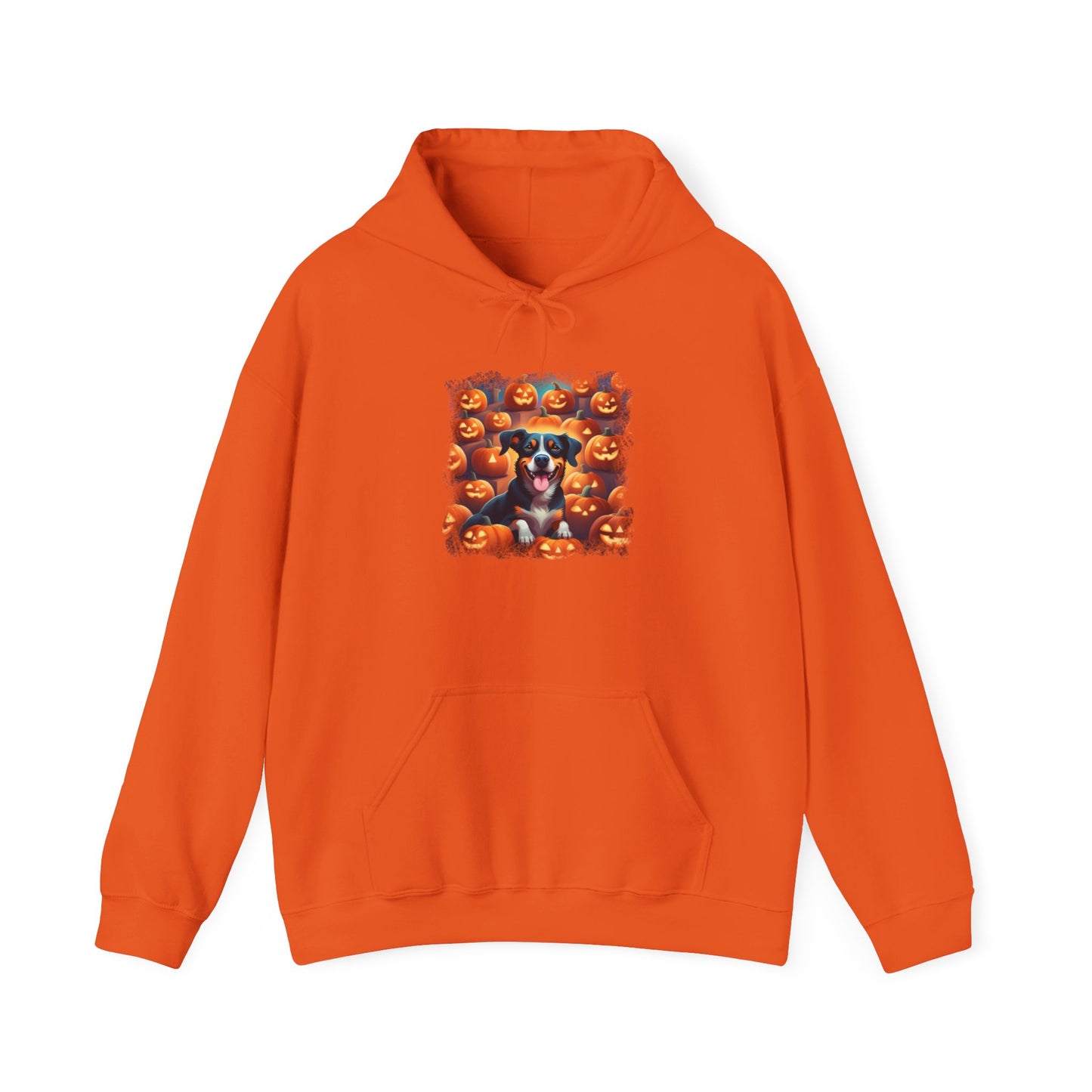 Halloween pumpkin patch dog Hooded Sweatshirt