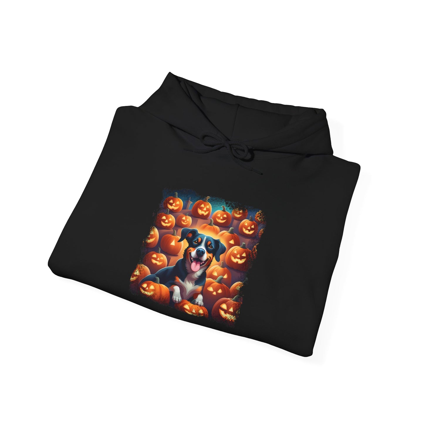 Halloween pumpkin patch dog Hooded Sweatshirt